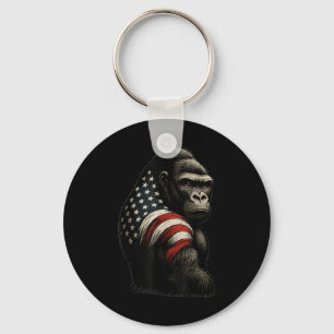 Amerikanische Flagge Gorilla Illustration Patrioti Schlüsselanhänger