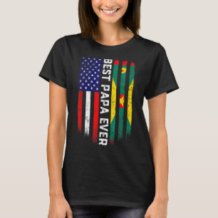 Amerikanische Flagge & Grenada Flag Beste Papa-Eve T-Shirt
