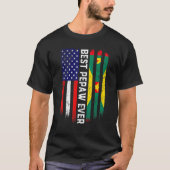 Amerikanische Flagge & Grenada Flag Beste Pepaw-Fa T-Shirt (Vorderseite)