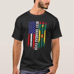 Amerikanische Flagge & Grenada-Flagge Beste Großfa T-Shirt
