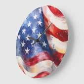 Amerikanische Flagge Große Wanduhr (Winkel)