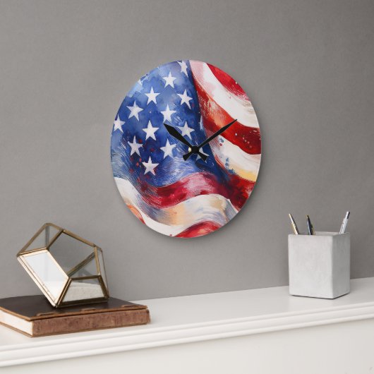 Amerikanische Flagge Große Wanduhr (Büro)