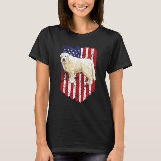 Amerikanische Flagge Großes Pyrenäen 4. Juli USA T-Shirt
