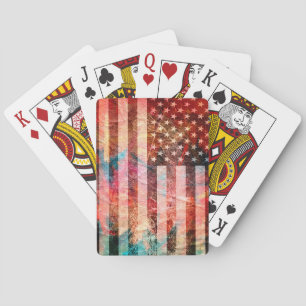 Amerikanische Flagge Grunge Art #5 Spielkarten