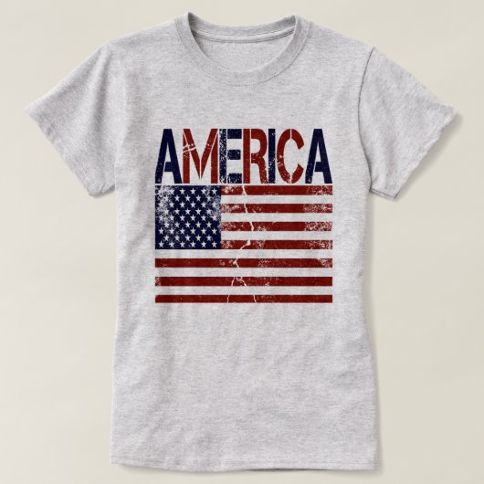Amerikanische Flagge Grungy T-Shirt (Design vorne)