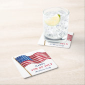 Amerikanische Flagge Happy 4. Juli Rechteckiger Pappuntersetzer (Vor Ort)