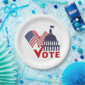 Amerikanische Flagge, Hauptstadt Abstimmung Karo M Pappteller (Party)