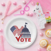 Amerikanische Flagge, Hauptstadt Abstimmung Karo M Pappteller (Party)
