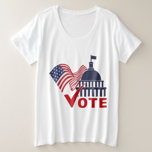 Amerikanische Flagge, Hauptstadt Karo Große Größe T-Shirt (Design vorne)