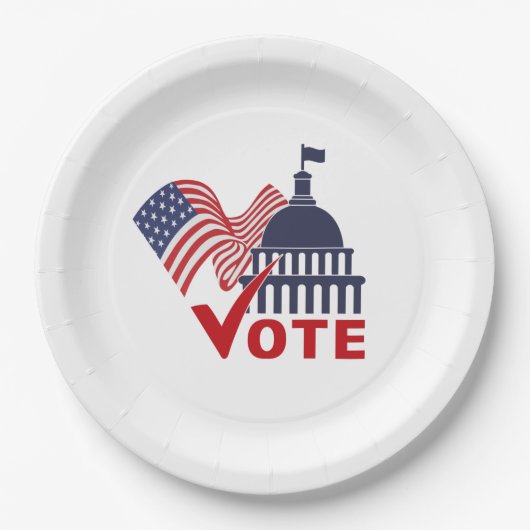 Amerikanische Flagge, Hauptstadt Karo Pappteller (Vorderseite)