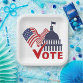 Amerikanische Flagge, Hauptstadt Karo Pappteller (Party)