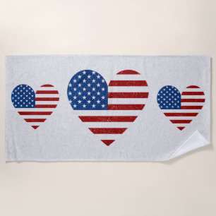 Amerikanische Flagge Herz 4. Juli Glitter Strandtuch