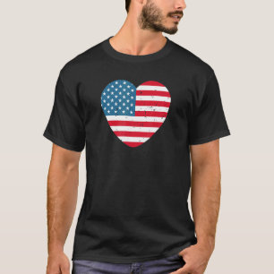 Amerikanische Flagge Herz 4. Juli Patriotische Red T-Shirt