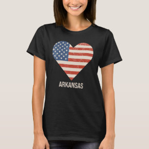Amerikanische Flagge Herz Arkansas 4. Juli Patriot T-Shirt