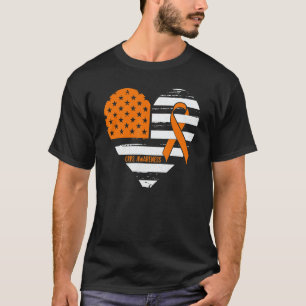 Amerikanische Flagge Herz CRPS Bewusstsein Orange T-Shirt