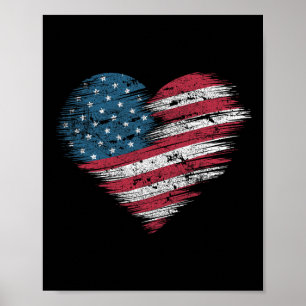 Amerikanische Flagge Herz Frauen Männer Kinder Pat Poster