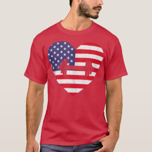 Amerikanische Flagge Herz GYM 4. Juli USA Patrioti T-Shirt