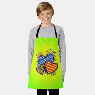 Amerikanische Flagge Herz Leopard Sublimation-6421 Schürze