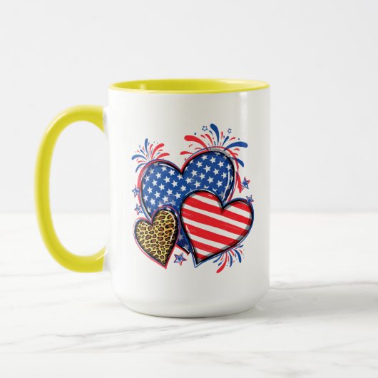 Amerikanische Flagge Herz Leopard Sublimation-6421 Tasse (Links)