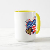 Amerikanische Flagge Herz Leopard Sublimation-6421 Tasse (VorderseiteRechts)