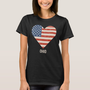 Amerikanische Flagge Herz Ohio 4. Juli Patriotisch T-Shirt