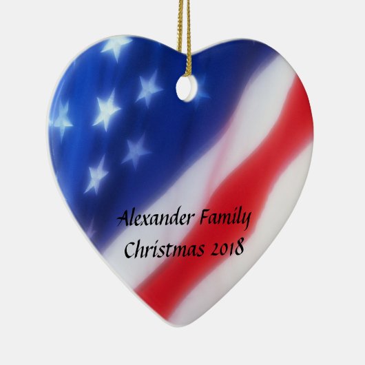 Amerikanische Flagge Herz Personalisierte Ornament (Rechts)