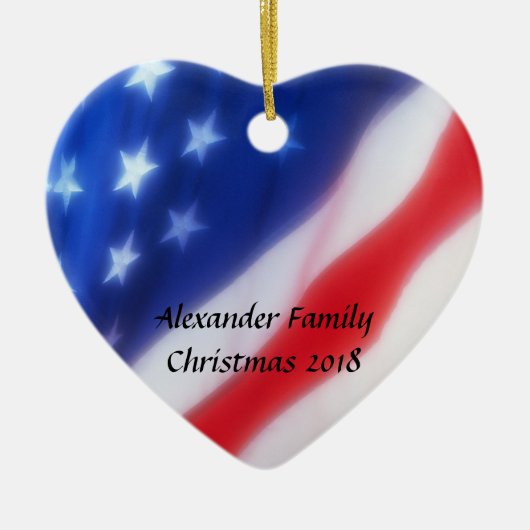 Amerikanische Flagge Herz Personalisierte Ornament (Vorne)