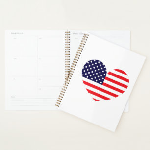 Amerikanische Flagge Herz Planer