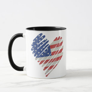 Amerikanische Flagge Herz Rot Weiß Blau Süß 4. Jul Tasse