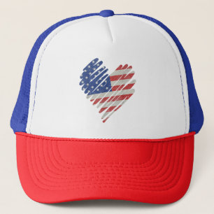 Amerikanische Flagge Herz Rot Weiß Blau Süß 4. Jul Truckerkappe