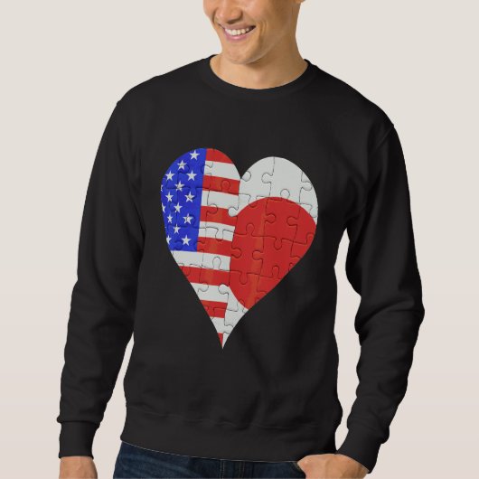 Amerikanische Flagge Herz Sweatshirt (Vorderseite)