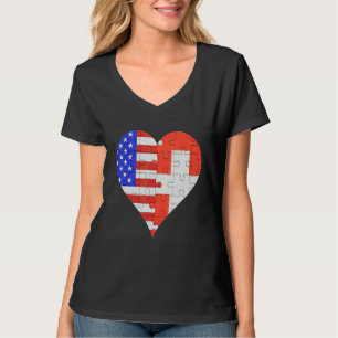Amerikanische Flagge Herz T-Shirt