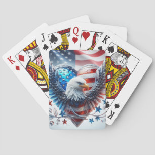 Amerikanische Flagge, Herz und Adler Spielkarten