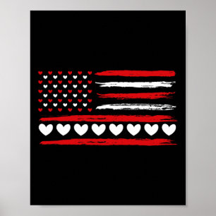 Amerikanische Flagge Herzen Liebe Patriotisch Glüc Poster