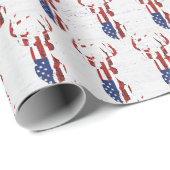Amerikanische Flagge Hirsch auf Holz Geschenkpapier (Rolleneckpunkt)