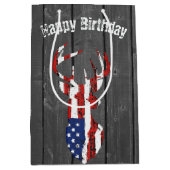 Amerikanische Flagge Hirsch auf Holz Mittlere Geschenktüte (Vorderseite)