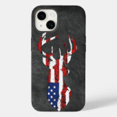 Amerikanische Flagge Hirsch auf Leder Case-Mate iPhone Hülle (Rückseite)