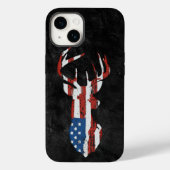 Amerikanische Flagge Hirsch auf Leder Case-Mate iPhone Hülle (Rückseite)