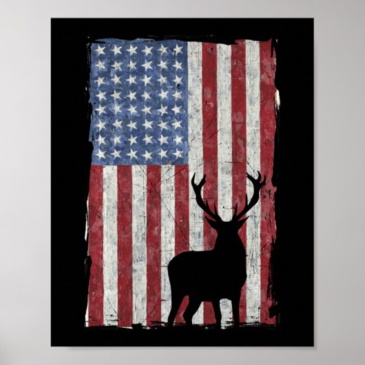 Amerikanische Flagge Hirschjagd erschüttert USA Poster (Vorne)