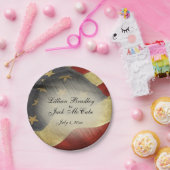 Amerikanische Flagge - Hochzeitnamen und Datum Pappteller (Party)