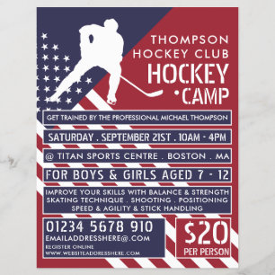 Amerikanische Flagge, Hockeycamp-Werbeflyer Flyer