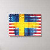 Amerikanische Flagge | Holzkörner und Pinselstrich Leinwanddruck (Vorderseite)