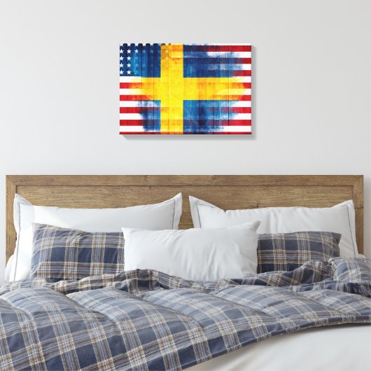 Amerikanische Flagge | Holzkörner und Pinselstrich Leinwanddruck (Insitu (Schlafzimmer))