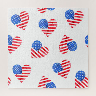 Amerikanische Flagge hört Wasserfarbe Nahtlos. Puzzle