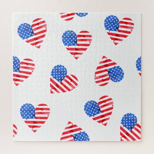 Amerikanische Flagge hört Wasserfarbe Nahtlos. Puzzle (Vertikal)