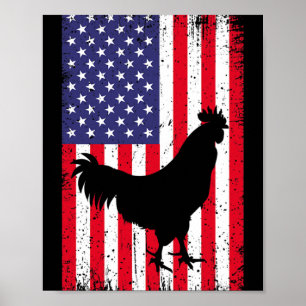 Amerikanische Flagge Huhn Hahn Bauernhof Ranch Poster