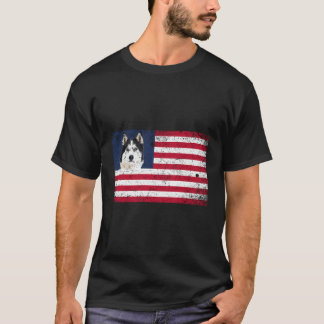 Amerikanische Flagge Husky Hund Lover Funny 4. Jul T-Shirt