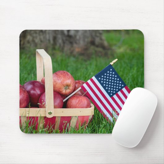 Amerikanische Flagge im Apfelkorb Mousepad (Mit Mouse)