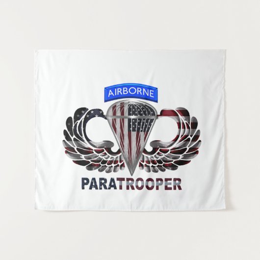 Amerikanische Flagge - Im Flugzeug Fallschirmjäger Wandteppich (Vorderseite (Horizontal))