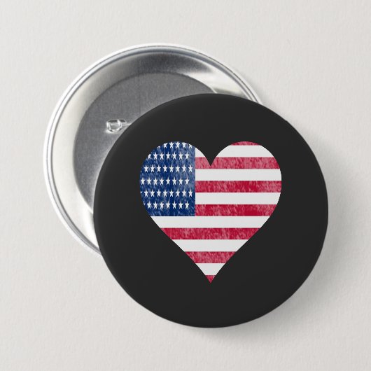 Amerikanische Flagge im Herzen Button (Vorne & Hinten)